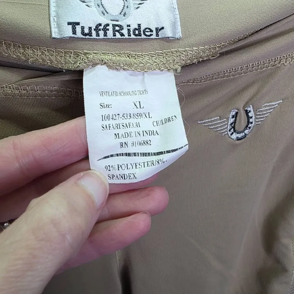 TuffRider Ventilated Schooling Tights in Safari Children's Size XL